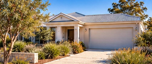 A warm, contemporary home framed by Western Australian garden planting